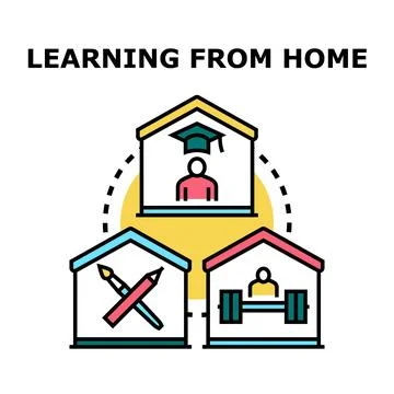 Learning from home and remote education concept Stock Illustration
