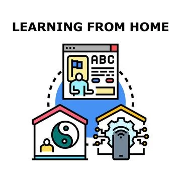 Learning from home educational remote online concept Stock Illustration