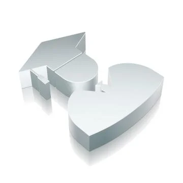 Learning icon: 3d metallic Student with reflection, vector illustration Stock Illustration