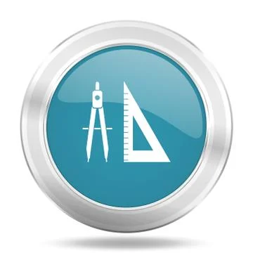 Learning icon, blue round metallic glossy button, web and mobile app design i Stock Illustration