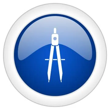 Learning icon, circle blue glossy internet button, web and mobile app illustr 库存插图