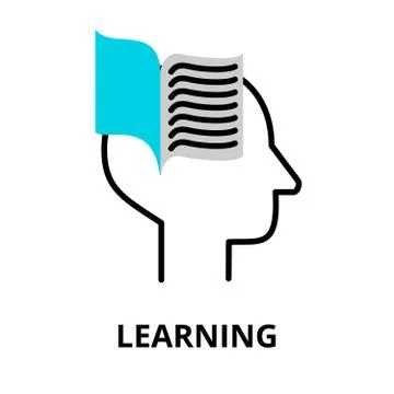 Learning icon, flat thin line vector illustration Stock-Illustration