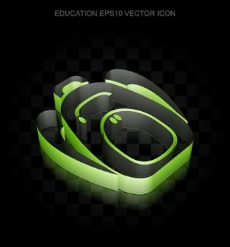 Learning icon: Green 3d Backpack made of paper, transparent shadow, EPS 10 イラスト素材