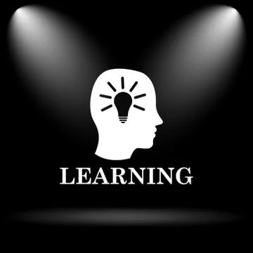 Learning icon. Internet button on black background.. Illustrazione stock