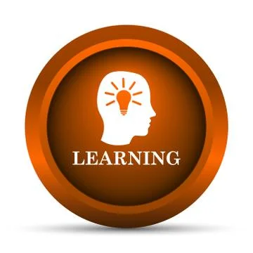 Learning icon. Internet button on white background.. Illustrazione stock