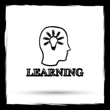 Learning icon. Internet button on white background. Outline design imitating  Stock Illustration