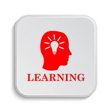 Learning icon. Internet button on white background.. Illustrazione stock