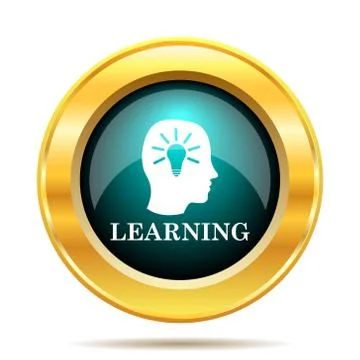 Learning icon. Internet button on white background.. Illustrazione stock