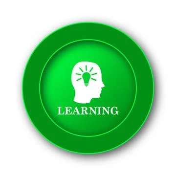 Learning icon. Internet button on white background.. Illustrazione stock
