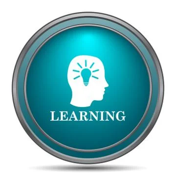 Learning icon. Internet button on white background.. Illustrazione stock