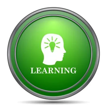 Learning icon. Internet button on white background.. Illustrazione stock