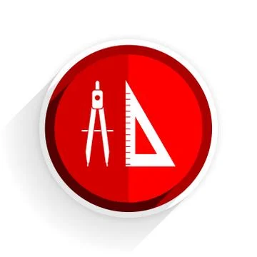 Learning icon, red circle flat design internet button, web and mobile app ill Illustrazione stock