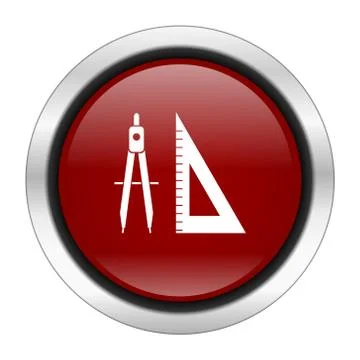 Learning icon, red round button isolated on white background, web design illu Stock Illustration