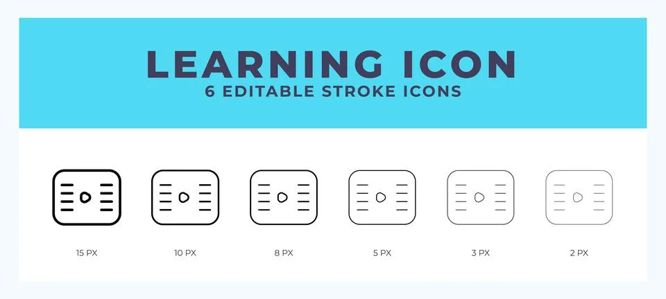 Learning icon set with different stroke. Vector illustration with editable .. Stock Illustration