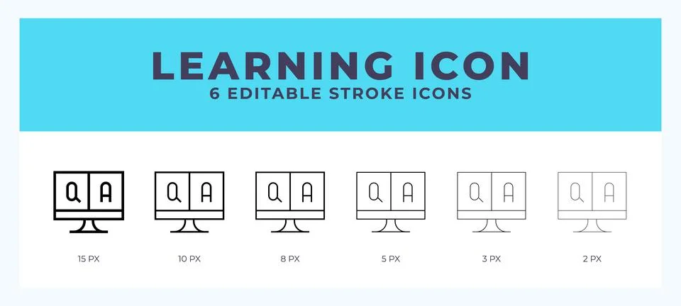 Learning icon set with different stroke. Vector illustration with editable .. Stock Illustration