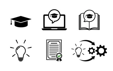Learning icon set. Education symbols Idea, process Stock Illustration