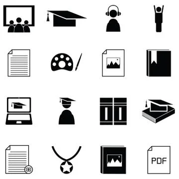 Learning icon set Stock Illustration