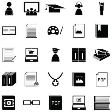 Learning icon set Stock Illustration