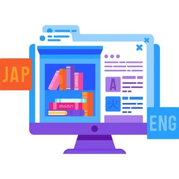 Learning icon several language web training vector Stock Illustration
