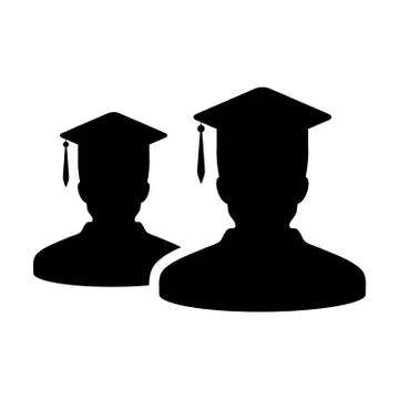 Learning icon vector male group of students person profile avatar mortar board Stock Illustration