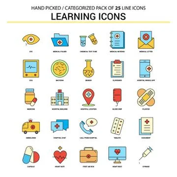 Learning icons Flat Line Icon Set - Business Concept Icons Design Ilustración de archivo