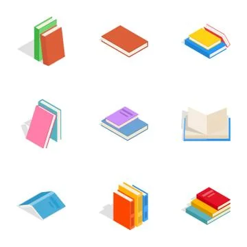 Learning icons, isometric 3d style Illustrazione stock