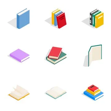 Learning icons set, isometric 3d style Illustrazione stock