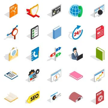 Learning icons set, isometric style 스톡 일러스트