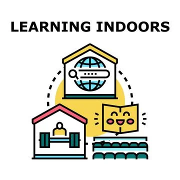 Learning indoors concept with distance education and home workout Ilustración de archivo