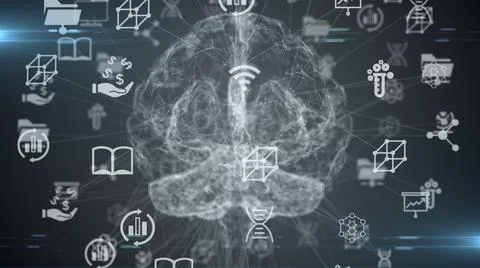 Learning information from study and education and training brain  Stockillustratie