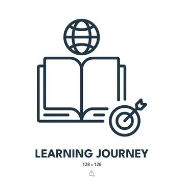 Learning Journey Icon. Education, Knowledge, Book. Editable Stroke Stock Illustration