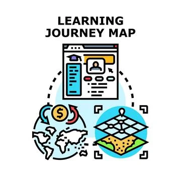 Learning journey mapping digital global education process Stock Illustration