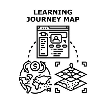 Learning journey mapping digital global education process Stock Illustration