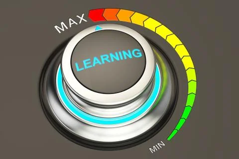 Learning knob, max level of learning. 3D rendering Stock Illustration