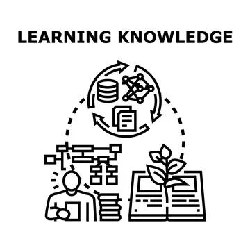 Learning knowledge education and data information process Illustrazione stock
