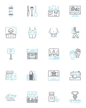 Learning Labs linear icons set. Collaboration, Innovation, Creativity, Skills Stock Illustration