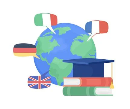 Learning languages abroad flat concept vector illustration Stock Illustration