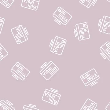 Learning languages line vector seamless pattern black Stock Illustration