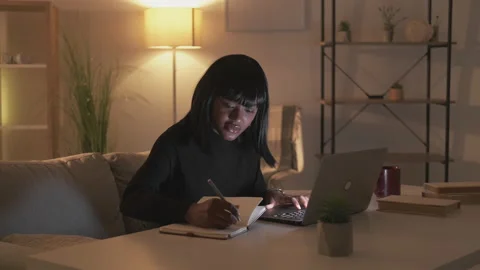 Learning late virtual class woman using laptop Stock Footage 201668161