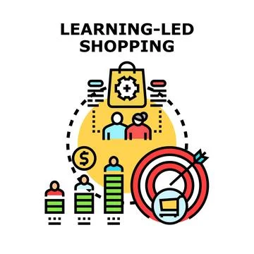 Learning led shopping strategy increasing customer engagement purchase Stock Illustration