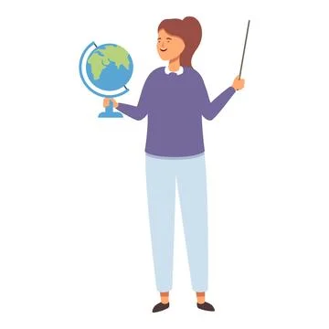 Learning lesson of globe icon cartoon vector. Paint happy character Illustrazione stock