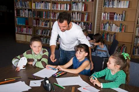 Learning in the library Stock Photos