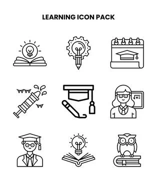Learning Line Bundle Icons Pack Stock Illustration