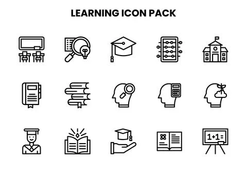 Learning Line Bundle Icons Pack Stock Illustration