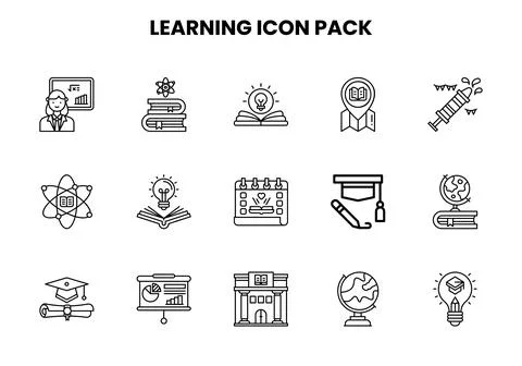 Learning Line Design Icons Pack Stockillustratie