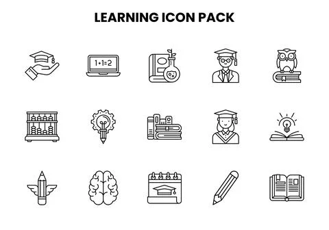 Learning Line Icons Pack 스톡 일러스트