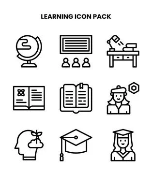 Learning Line Icons Pack Ilustración de archivo