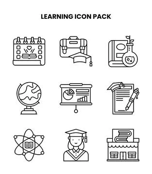 Learning Line Set Icons Pack Ilustração Stock