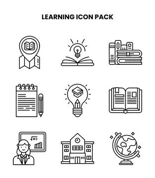 Learning Line Set Icons Pack Ilustração Stock