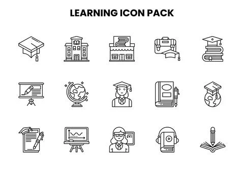 Learning Line SVG Icons Pack Stock Illustration